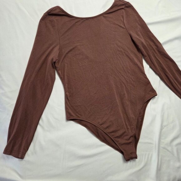 SHEIN Curve Plus Scoop Neck Bodysuit Brown 1XL - Picture 2 of 13